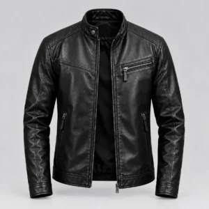 Lamb Skin Leather Puffer Jacket Sf004| Black